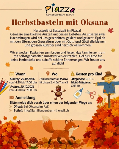 Herbstbasteln im Familienzentrum Piazza Herbstbasteln im Familienzentrum Piazza