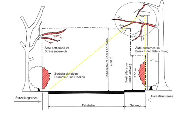 Freizuhaltendes Lichtraumprofil gegenüber Strassenraum